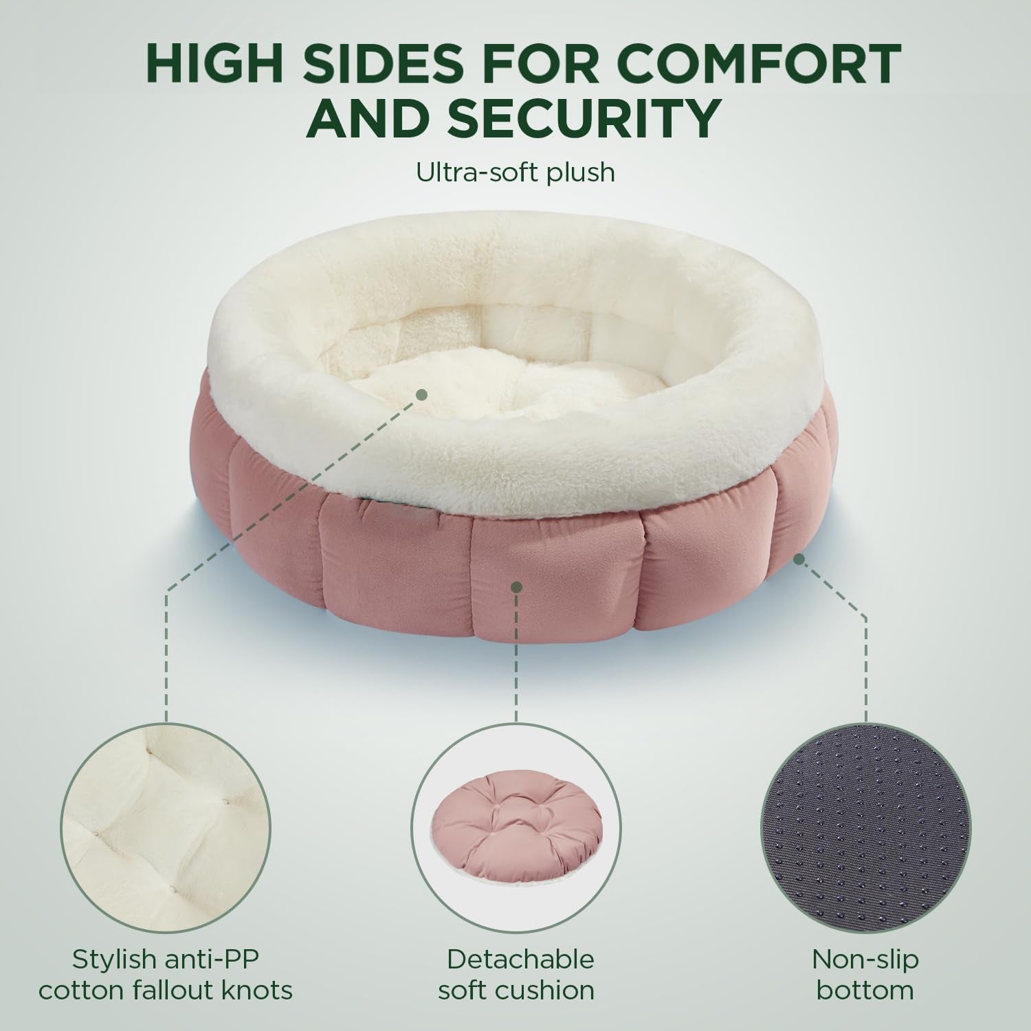Donut Shaped Pet Bed Soft Round Washable Cushion