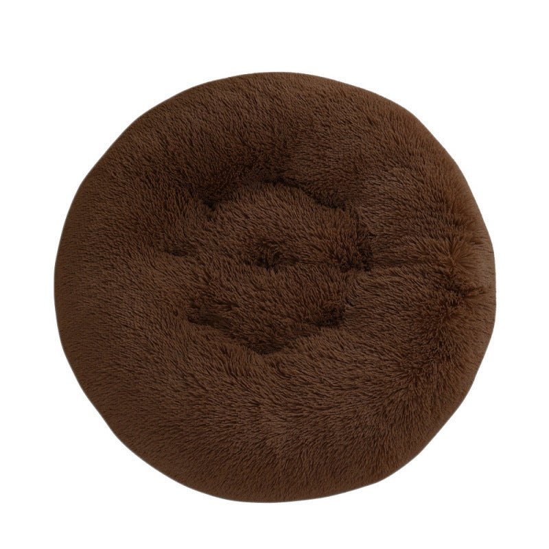 Round Plush Warm Pet Bed Soft Comfortable Sleeping Mat