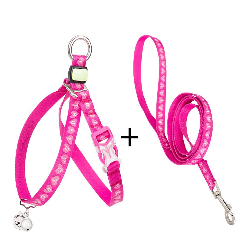 Pet Adjustable Harness Vest With Bell And Leash Set