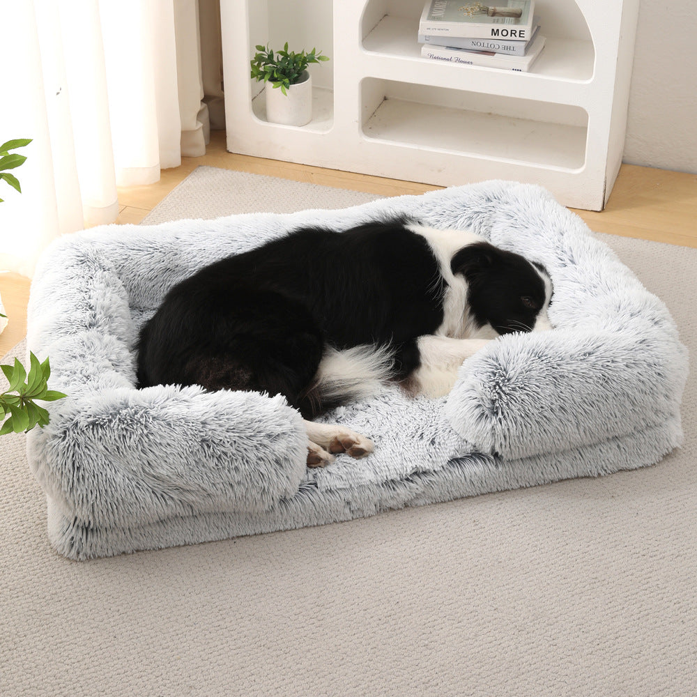 Plush Round Pet Bed Soft Warm Indoor Cushion
