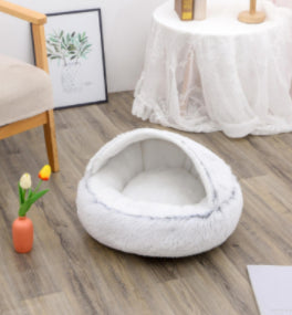2 In 1 Plush Pet Bed Soft Warm Round House