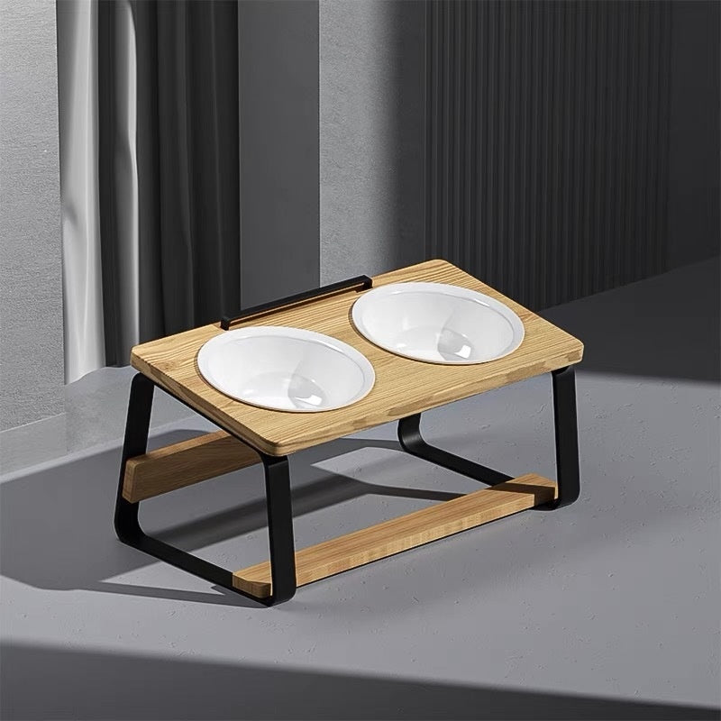 Ceramic Double Pet Bowl Elevated Water and Food Holder