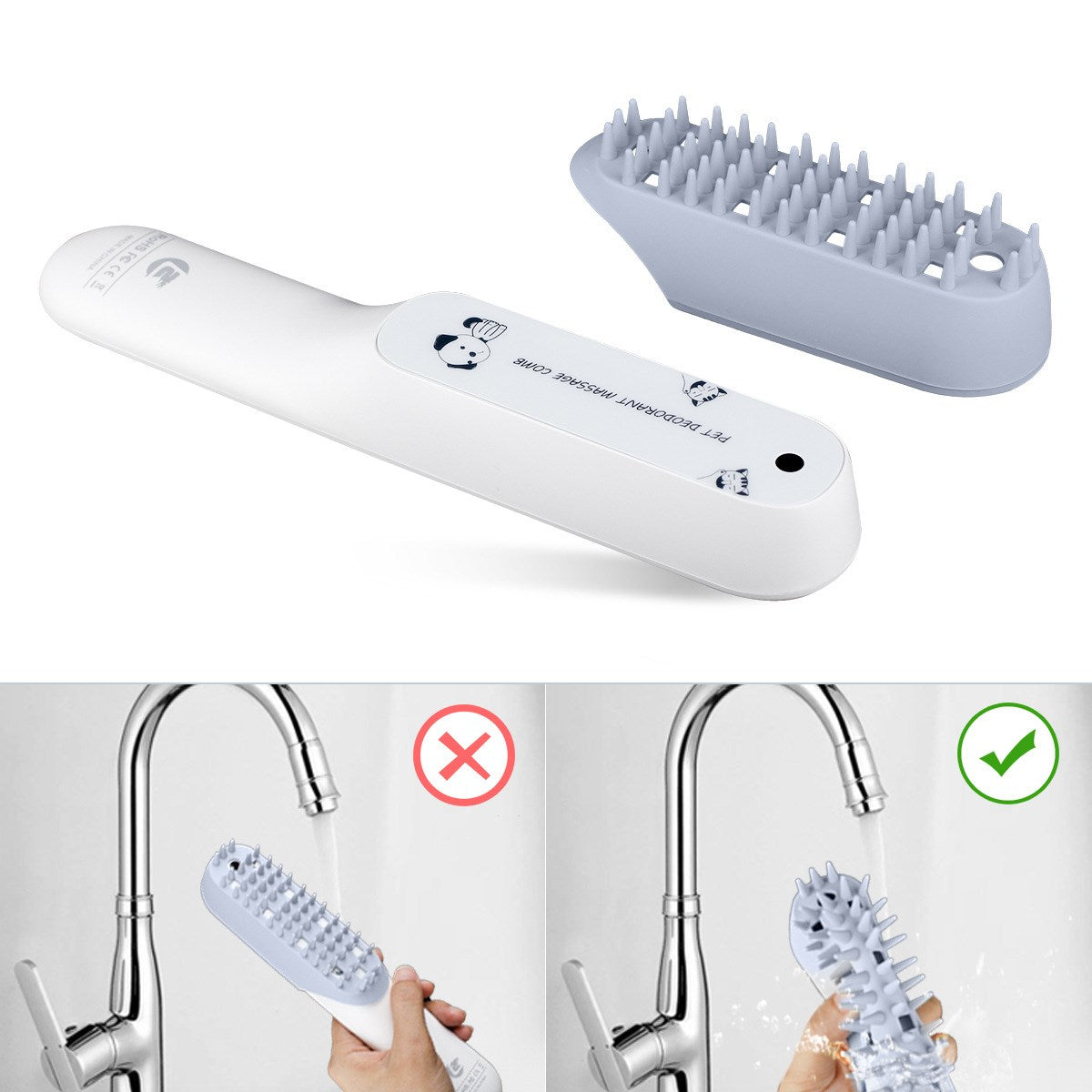 Pet Silicone Massage Brush Deodorizing Sterilizing Fur Removal Comb