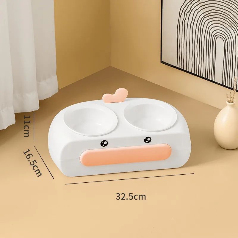 Duck Design Pet Double Feeding Bowl Tray