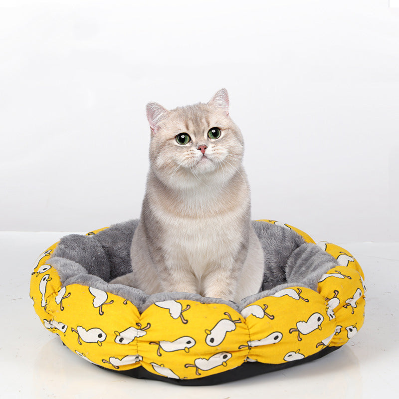 Calming Donut Pet Bed Soft Round Fluffy Indoor Cushion