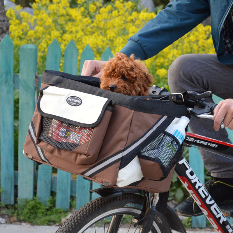 Pet Bicycle Carrier Bag Front Handlebar Removable Basket