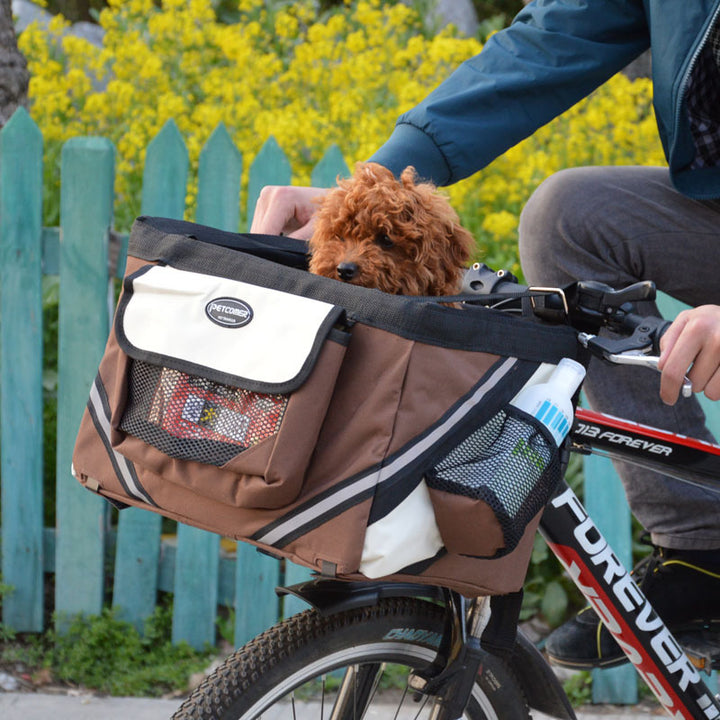 Pet Bicycle Carrier Bag Front Handlebar Removable Basket