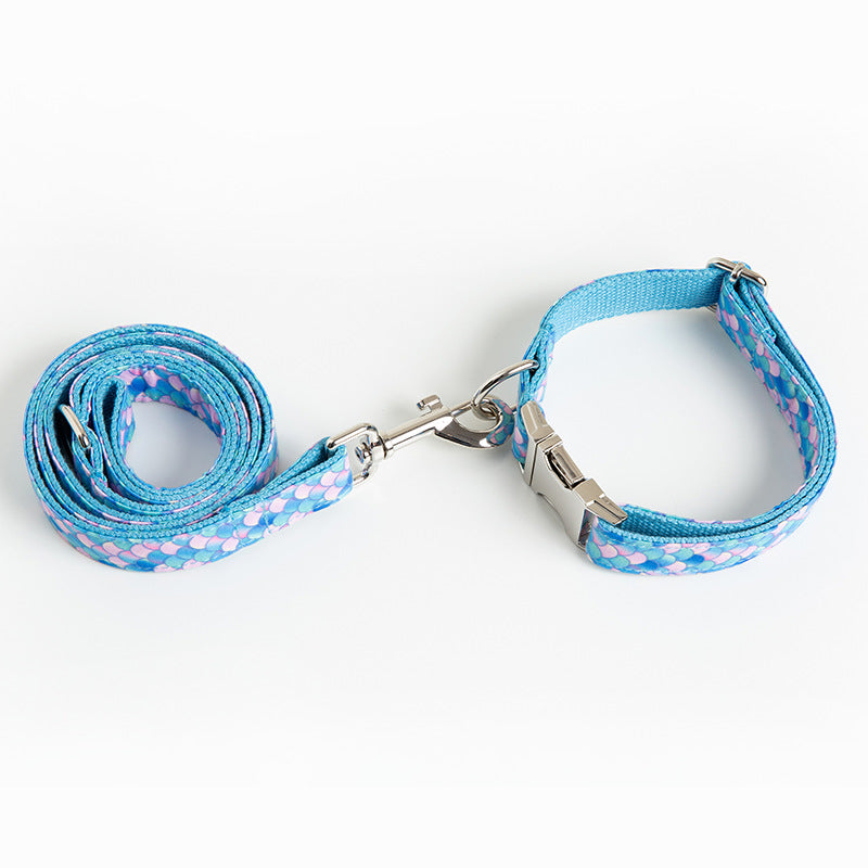Mermaid Style Pet Collar With Matching Leash