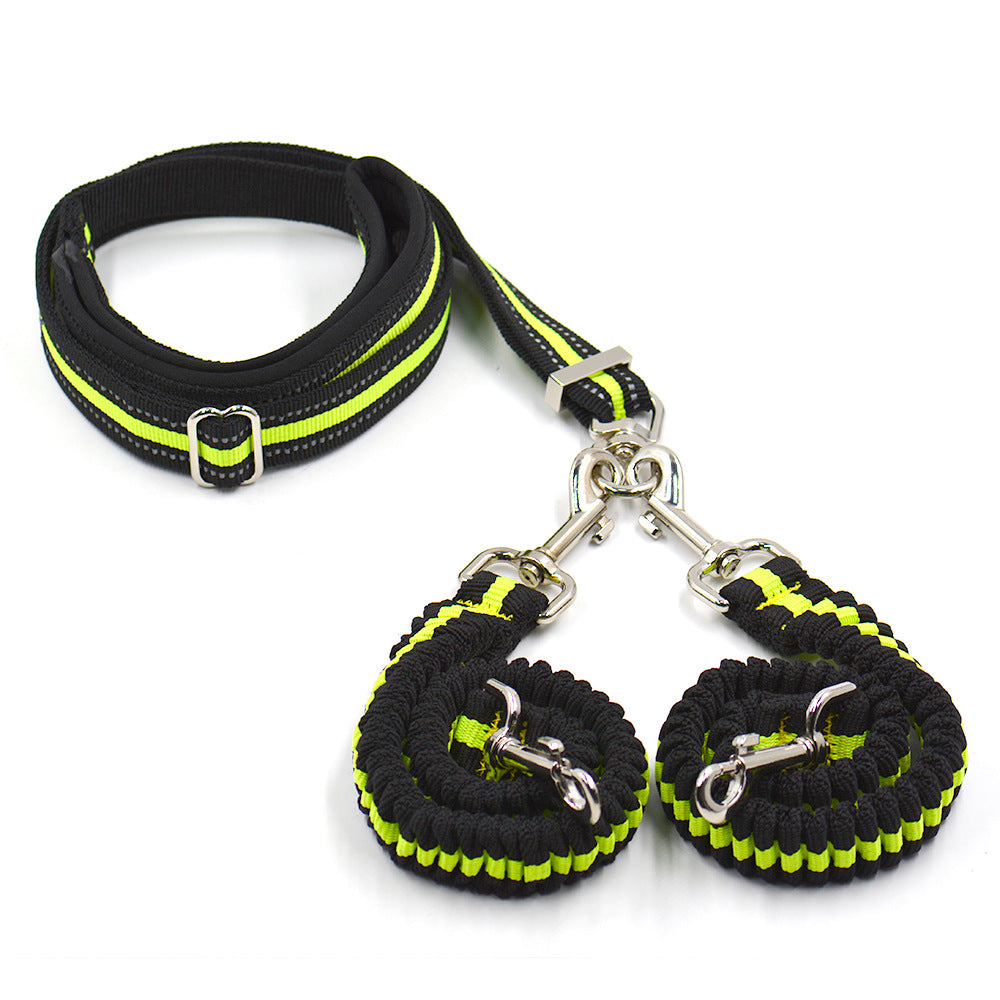 Adjustable Double-Headed Pet Leash Durable Nylon Walking