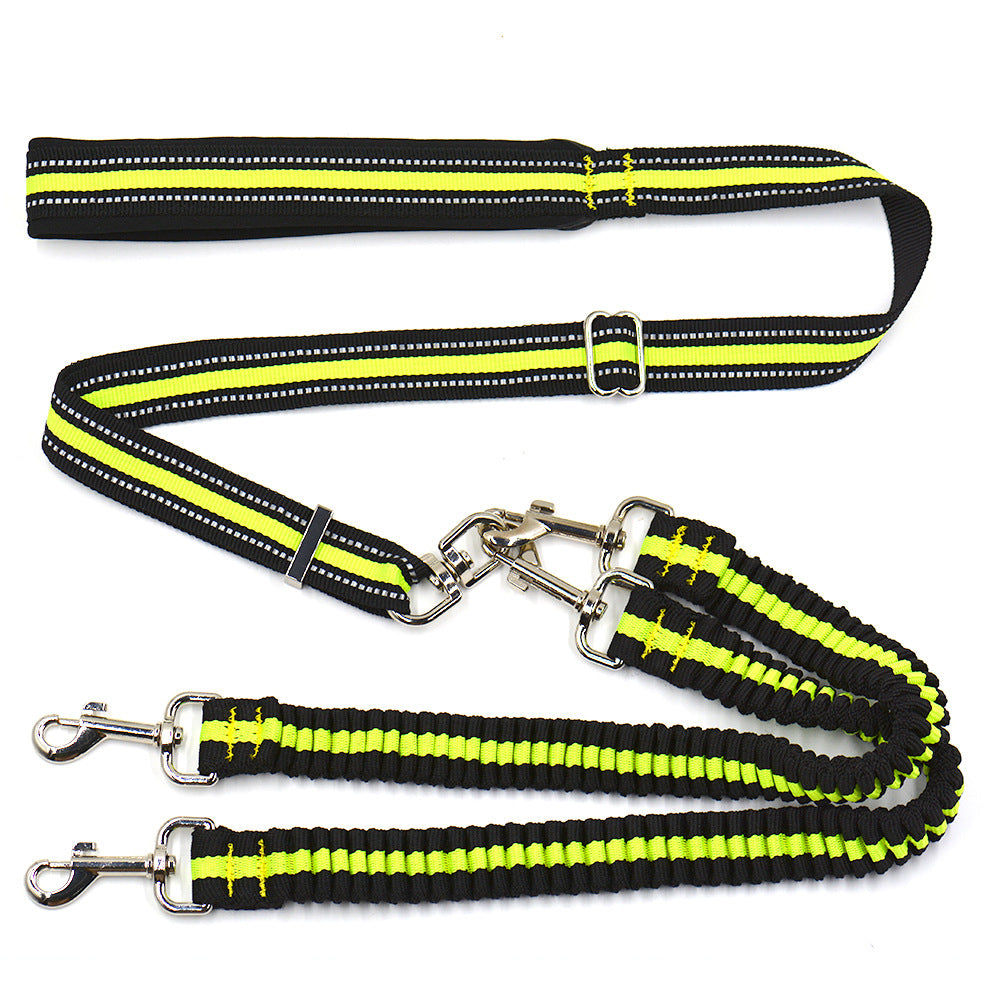 Adjustable Double-Headed Pet Leash Durable Nylon Walking
