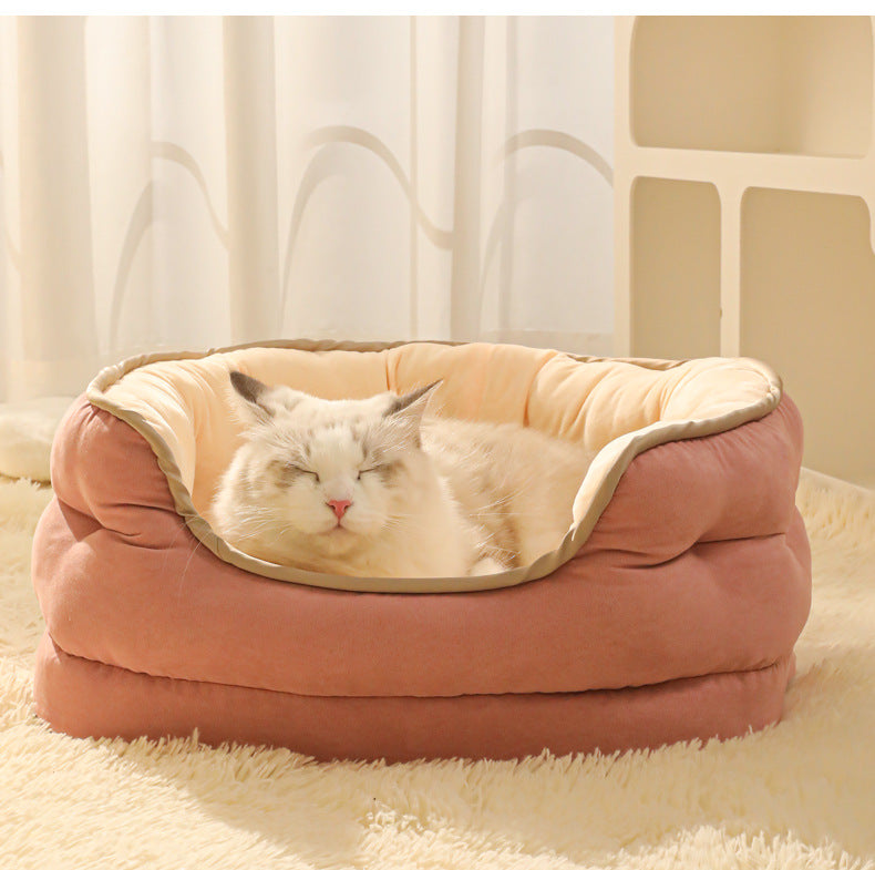 Warm Plush Pet Sofa Bed Thickened Washable Cushion