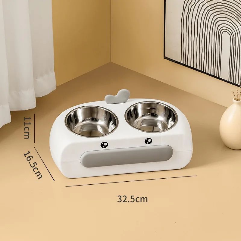 Duck Design Pet Double Feeding Bowl Tray