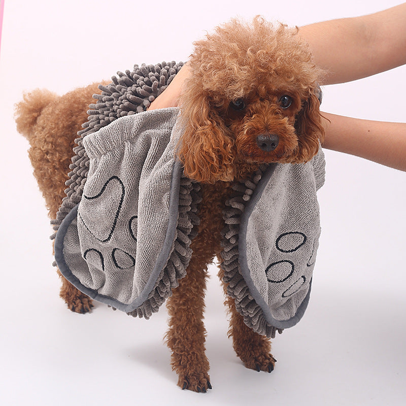 Chenille Pet Bath Towel Soft Absorbent Drying Cloth