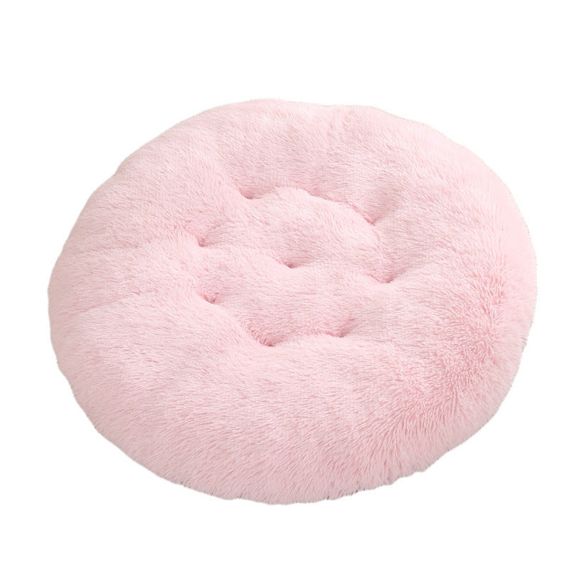 Round Plush Warm Pet Bed Soft Comfortable Sleeping Mat