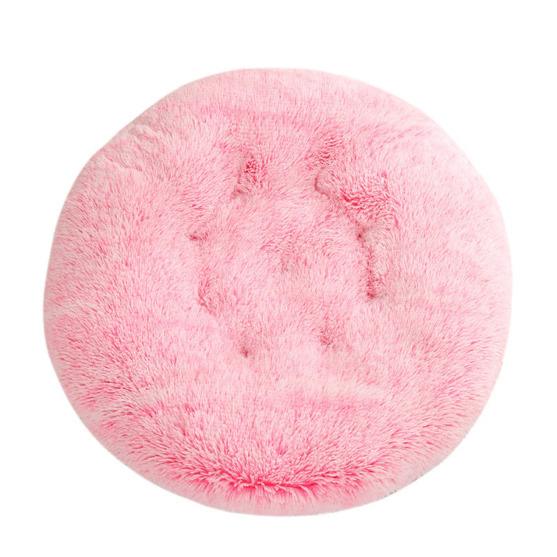 Round Plush Warm Pet Bed Soft Comfortable Sleeping Mat