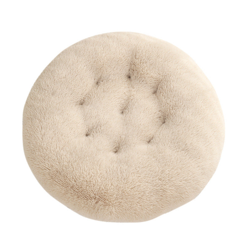 Round Plush Warm Pet Bed Soft Comfortable Sleeping Mat
