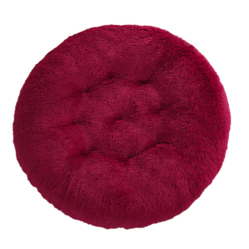 Round Plush Warm Pet Bed Soft Comfortable Sleeping Mat