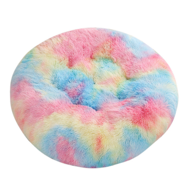 Round Plush Warm Pet Bed Soft Comfortable Sleeping Mat