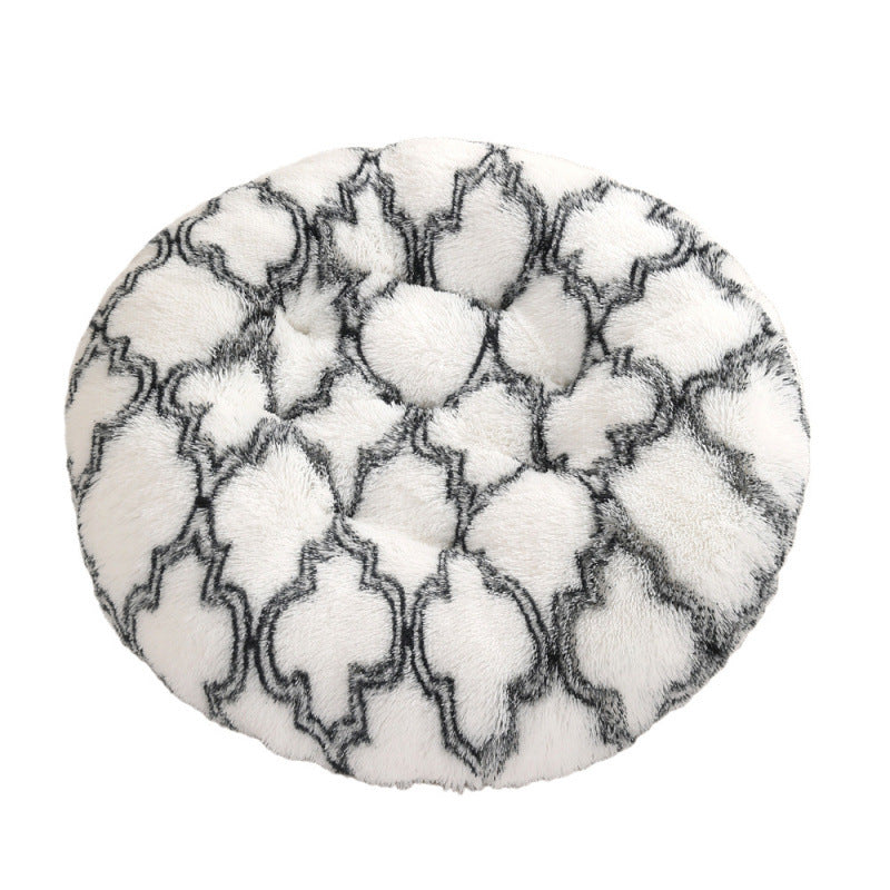 Round Plush Warm Pet Bed Soft Comfortable Sleeping Mat