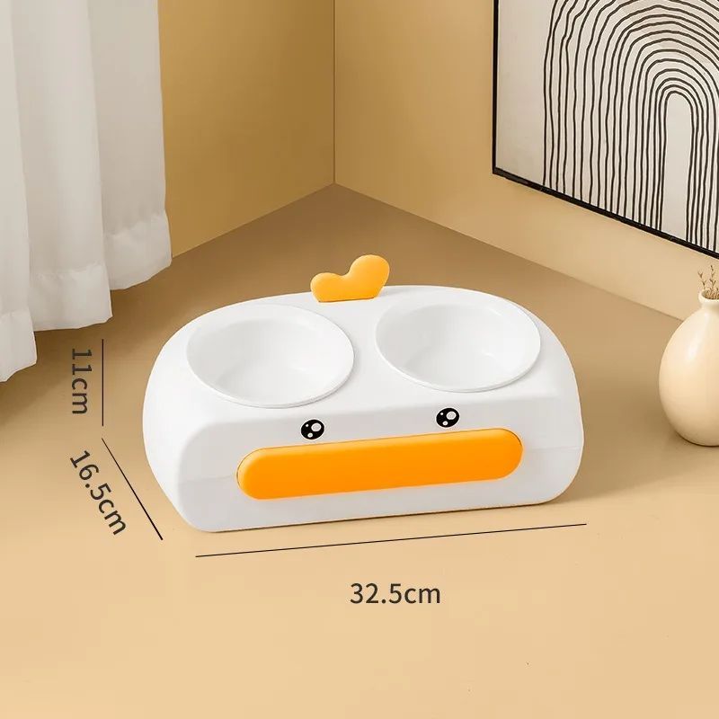 Duck Design Pet Double Feeding Bowl Tray