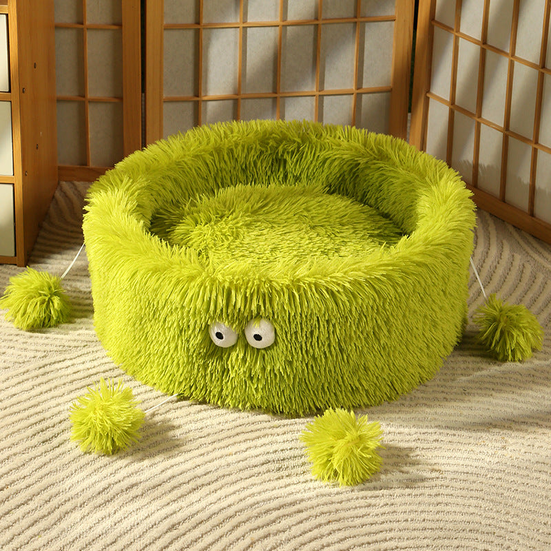 Winter Warm Plush Pet Bed Cute Round Soft Nest