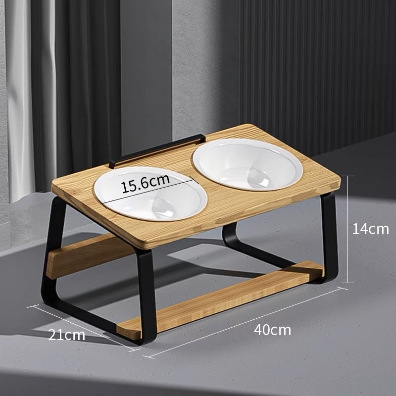 Ceramic Double Pet Bowl Elevated Water and Food Holder