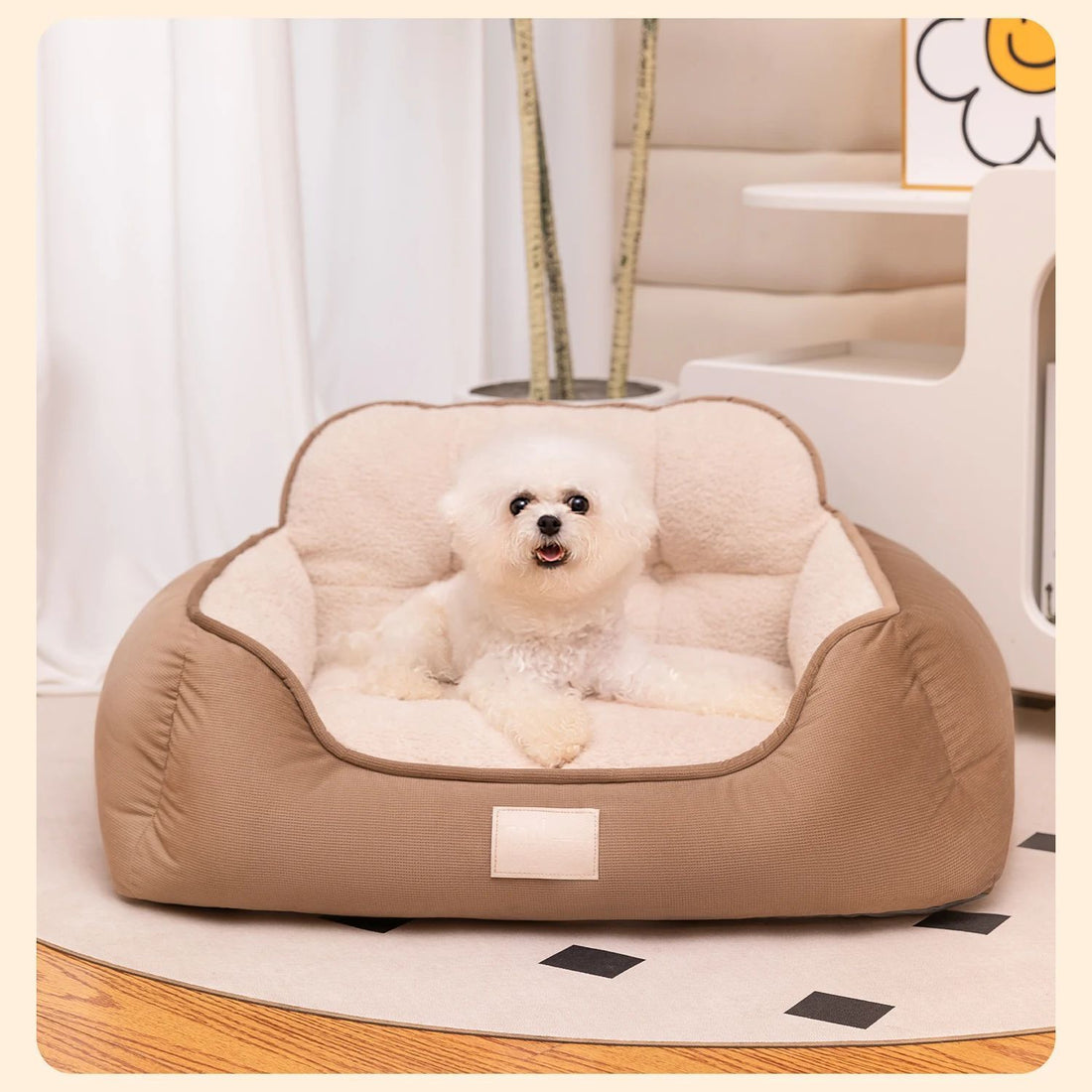 Cozy Plush Pet Bed Warm Washable Fluffy Indoor Sofa