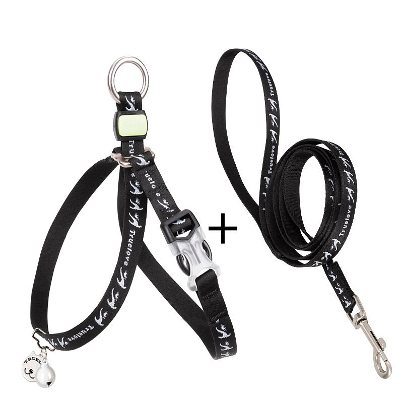 Pet Adjustable Harness Vest With Bell And Leash Set