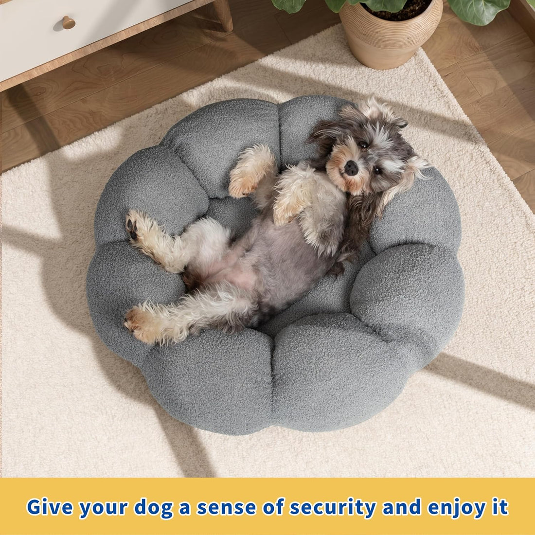 Calming Plush Pet Bed Soft Round Non Slip Washable
