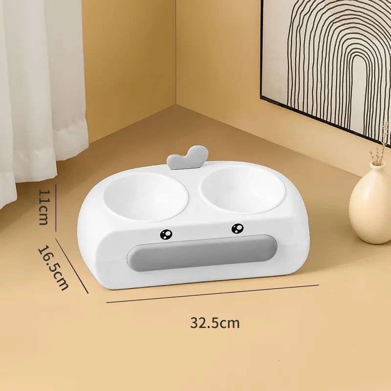 Duck Design Pet Double Feeding Bowl Tray