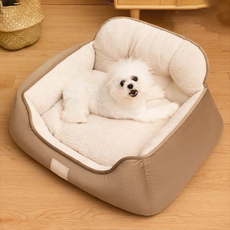 Cozy Plush Pet Bed Warm Washable Fluffy Indoor Sofa
