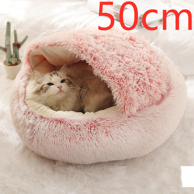 2 In 1 Plush Pet Bed Soft Warm Round House
