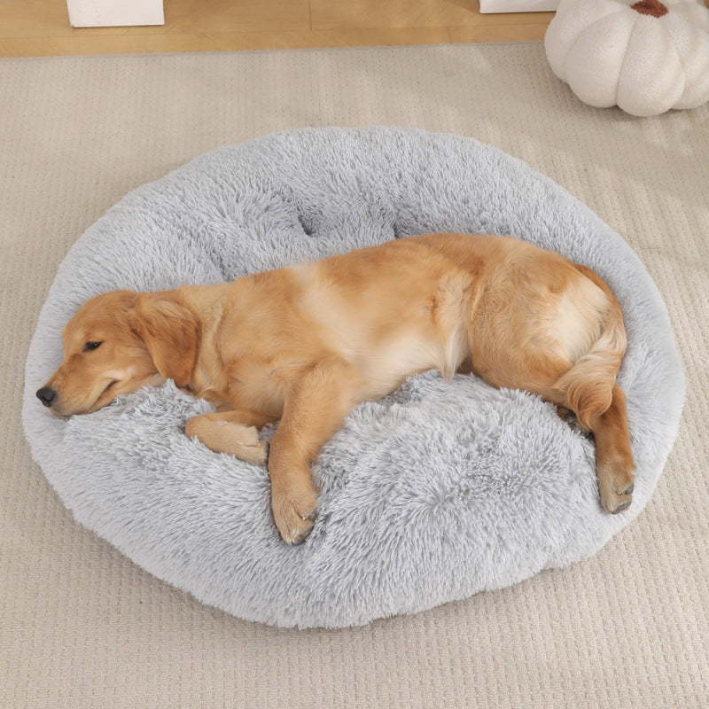 Round Plush Warm Pet Bed Soft Comfortable Sleeping Mat