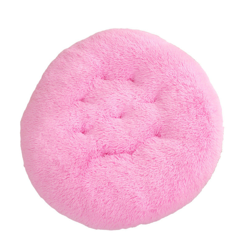 Round Plush Warm Pet Bed Soft Comfortable Sleeping Mat