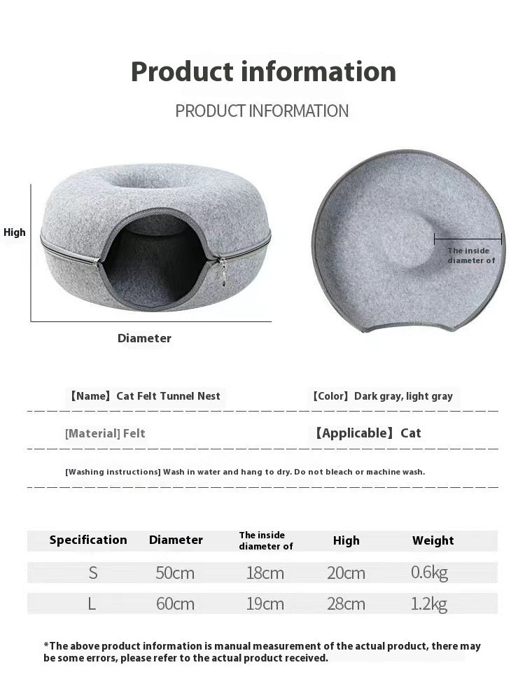 Pet Comfortable Round Tunnel Bed For Sleeping And Play