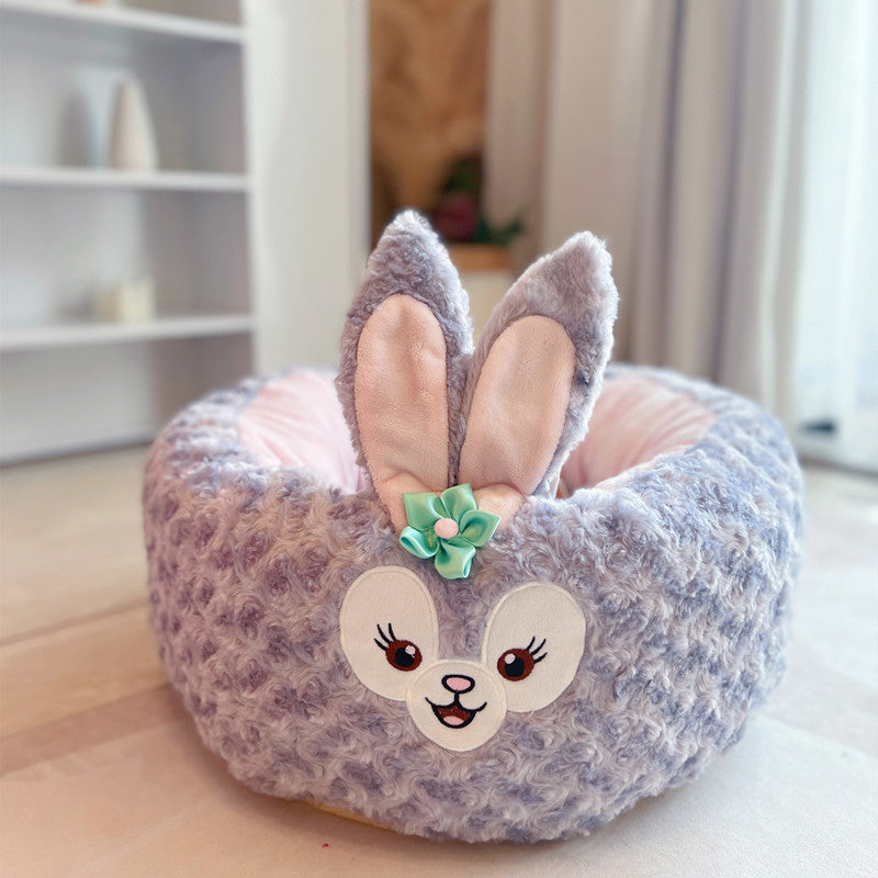 Cartoon Plush Pet Nest Cushion Round Bed All Season