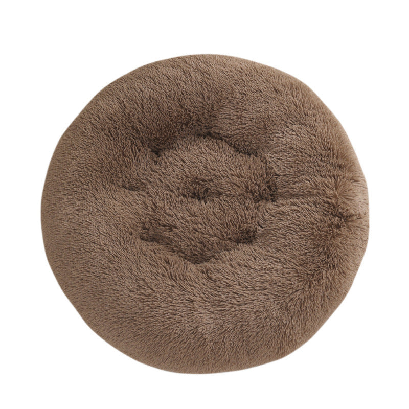 Round Plush Warm Pet Bed Soft Comfortable Sleeping Mat