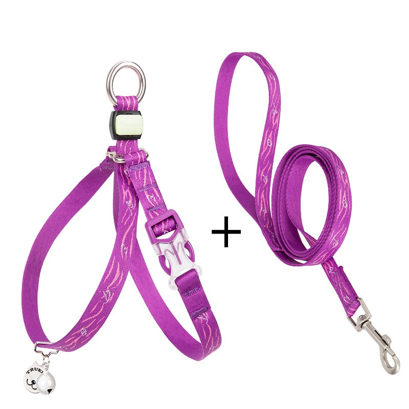 Pet Adjustable Harness Vest With Bell And Leash Set