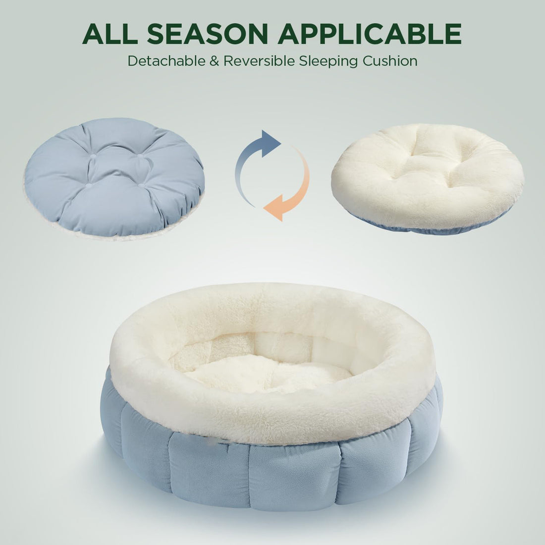 Donut Shaped Pet Bed Soft Round Washable Cushion
