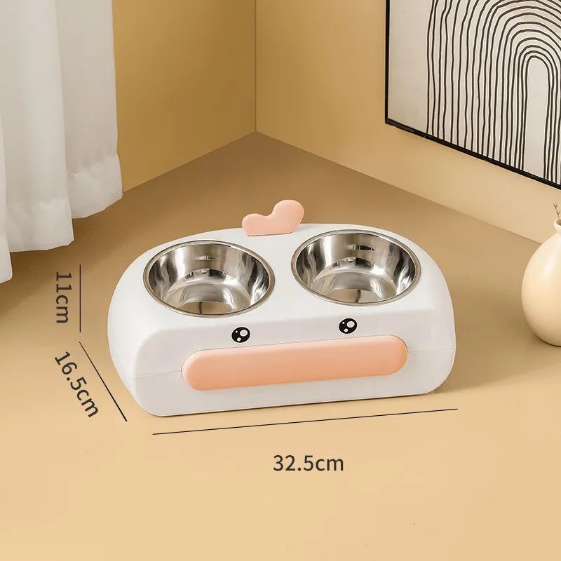 Duck Design Pet Double Feeding Bowl Tray