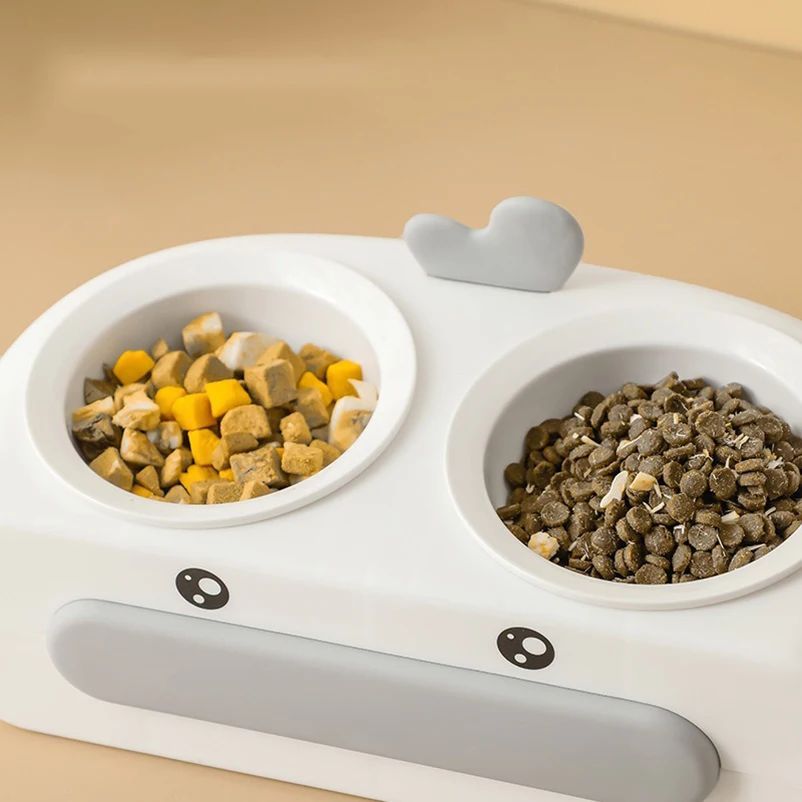 Duck Design Pet Double Feeding Bowl Tray