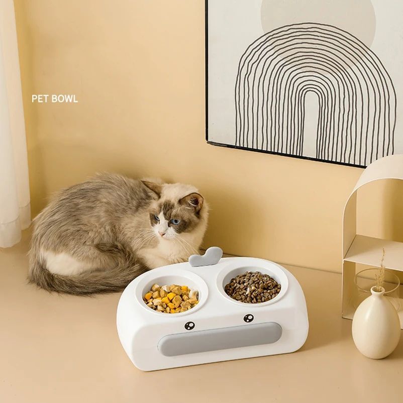 Duck Design Pet Double Feeding Bowl Tray