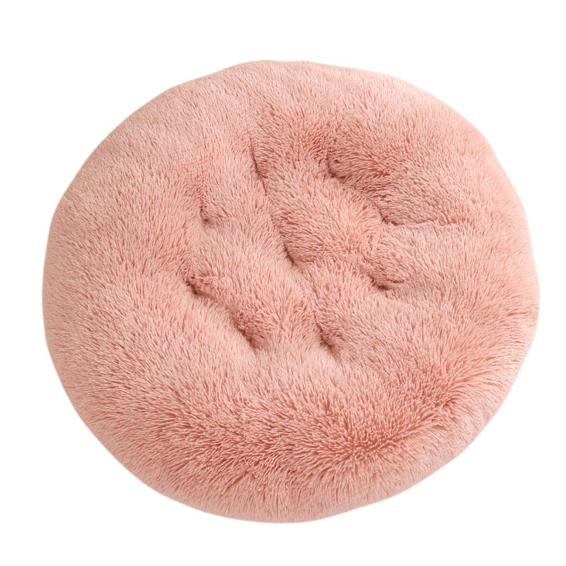 Round Plush Warm Pet Bed Soft Comfortable Sleeping Mat