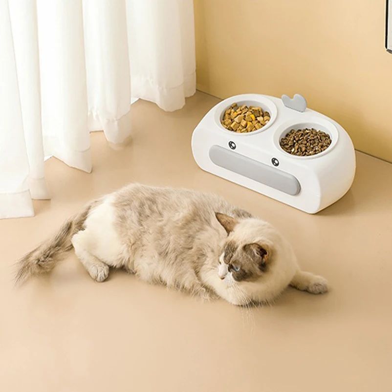 Duck Design Pet Double Feeding Bowl Tray