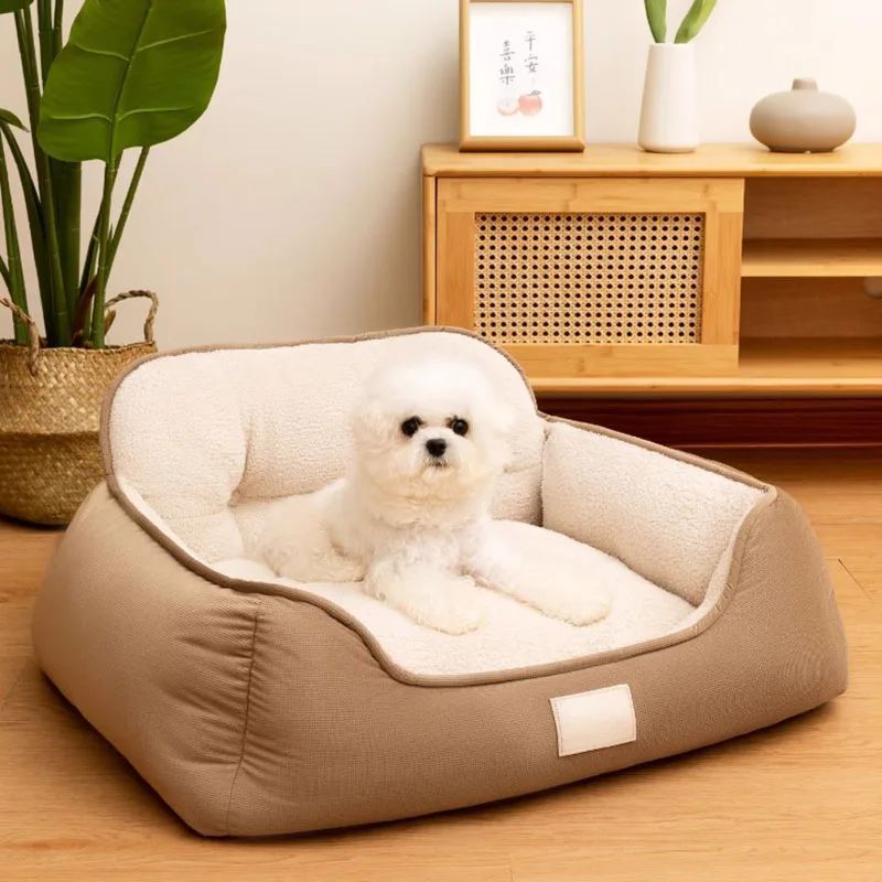 Cozy Plush Pet Bed Warm Washable Fluffy Indoor Sofa