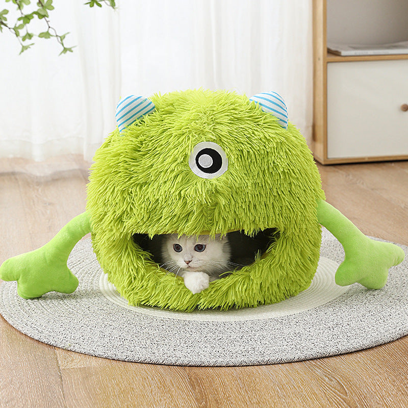 Fluffy Round Pet Bed Soft Washable Non Slip Cushion