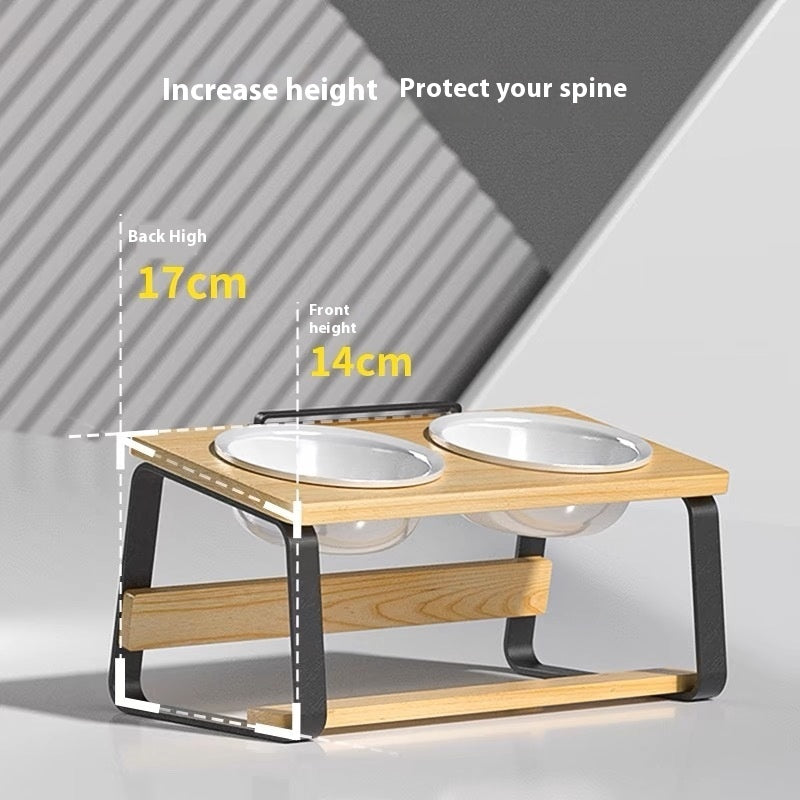 Ceramic Double Pet Bowl Elevated Water and Food Holder
