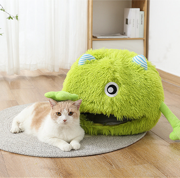 Fluffy Round Pet Bed Soft Washable Non Slip Cushion