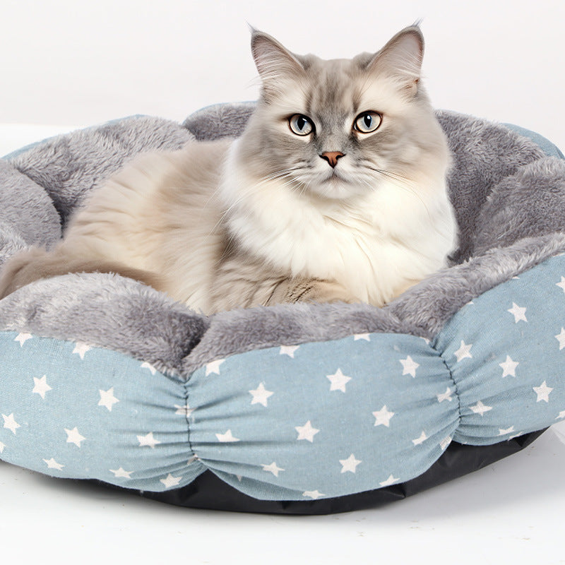 Calming Donut Pet Bed Soft Round Fluffy Indoor Cushion