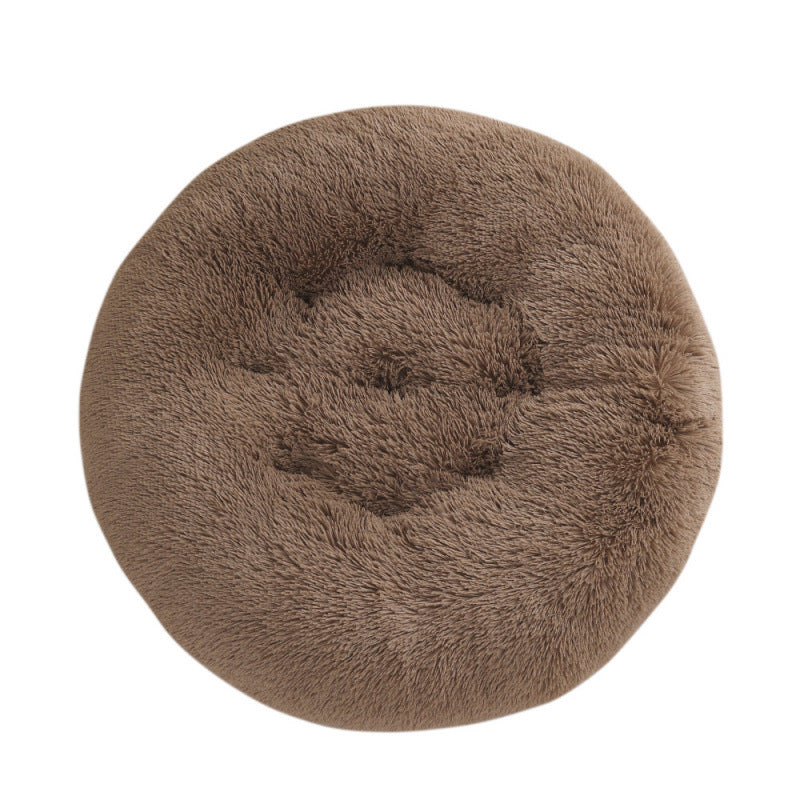 Round Plush Warm Pet Bed Soft Comfortable Sleeping Mat